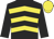 Black and yellow chevrons, black sleeves, yellow cap