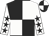 White & black quartered, black stars on sleeves, quartered cap