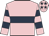 Pink, dark blue hoop, hooped sleeves, pink cap, dark blue stars