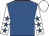 Royal blue, white sleeves, royal blue stars, white cap