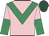 PINK, EMERALD GREEN chevron, halved sleeves, DARK GREEN cap