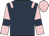 Dark blue, pink epaulets, pink sleeves, dark blue armlets, pink cap