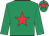 Emerald green, red star and star on cap