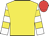Yellow, white and yellow hooped sleeves, red cap
