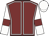 Maroon, white seams, white sleeves, maroon armlets, white cap