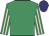 Emerald green, beige striped sleeves, purple cap