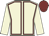Beige, maroon seams, beige sleeves, maroon cap