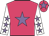 Rose body, mauve star, white arms, mauve stars, rose cap, mauve star