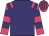 Purple body, rose epaulettes, rose arms, purple hooped, rose cap, purple striped