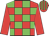 Red body, green checked, red arms, red cap, green striped