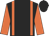 Black body, orange braces, orange arms, black cap