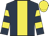 Dark blue, yellow stripe, hooped sleeves, yellow cap