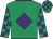 Emerald green, purple diamond, checked sleeves and cap
