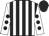 White and black stripes, white sleeves, black spots, black cap