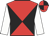 Red and black quartered diagonally, white sleeves, red and black quartered cap