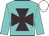 Turquoise, brown maltese cross, turquoise sleeves, white cap