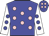 blue, pink spots, white sleeves, blue spots