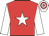 Red, white star, white sleeves, white cap, red hoops