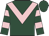 Dark green, pink chevron, hooped sleeves, dark green cap