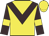 yellow, brown chevron, brown sleeves, yellow armlets, yellow cap