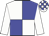 White and blue quartered, white sleeves, white cap, blue checked