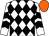 WHITE & BLACK DIAMONDS, black chevrons on sleeves, orange cap