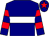 Navy blue, white hoop,  red hoops on sleeves, navy blue cap, red star