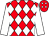 Red and white checked diamonds, white sleeves, WHITE diamondS ON cap