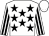 White, black stars, striped sleeves, white cap