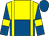 Yellow and royal blue halved horizontally, yellow braces, royal blue sleeves, yellow armlets, royal blue cap