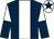 Dark blue, white panel, halved sleeves, white cap, dark blue star