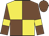 Yellow and chocolate quartered, chocolate sleeves, yellow armlets, chocolate cap