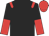 Black, red epaulets, black and red halved sleeves, red cap
