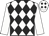 White, black diamonds, white sleeves, diamonds on cap