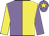Mauve and yellow halved, sleeves reversed, yellow star on cap