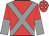 Red, grey cross belts, halved sleeves, red cap, white stars