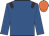 Royal blue, brown epaulets, orange cap