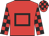 Red, black hollow box, checked sleeves and cap