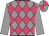 Grey body, rose diamonds, grey arms, grey cap, rose quartered