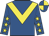 Royal blue, yellow chevron, royal blue sleeves, yellow stars, quartered cap