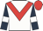 White, red chevron, dark blue sleeves, white armlets, red cap