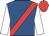 Royal blue, red sash, white sleeves, red cap