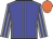 Blue body, grey seams, grey arms, blue striped, orange cap