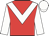 red, white chevron, white sleeves and cap