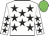 White, black stars, Green cap