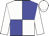 white and blue quarters, white sleeves, white cap