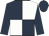 Dark blue and white (quartered), dark blue sleeves and cap