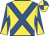 Yellow, royal blue cross sashes, diabolo on sleeves, royal blue & yellow quartered cap