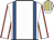 White, royal blue braces, white sleeves, red seams, white & yellow striped cap