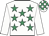 White, emerald green stars, white sleeves, check cap
